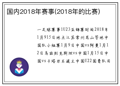 国内2018年赛事(2018年的比赛)